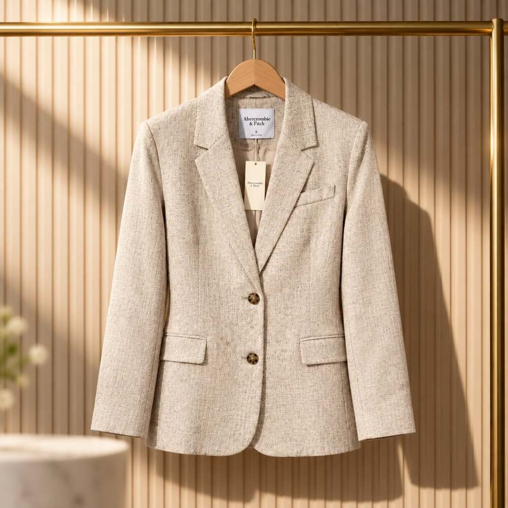 Abercrombie & Fitch Blazer Size S Beige Linen Blend Jacket